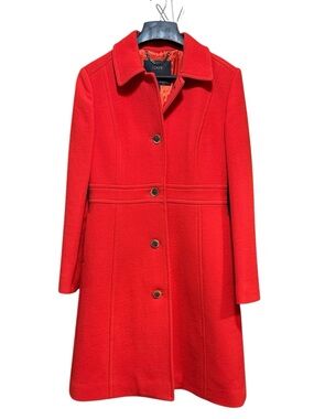 J. Crew Red Wool-Blend Single-Breasted Pea Coat
